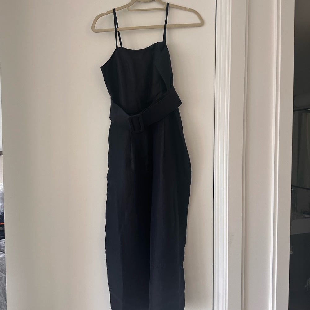 Rosie Assoulin Black Artichoke Dress in Linen Viscose